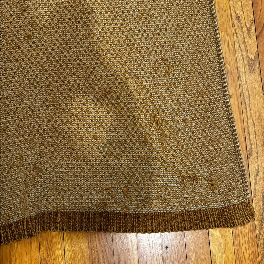 West Elm Chenille Throw Blanket Gold Yellow White 50 In X 60 In Polyester